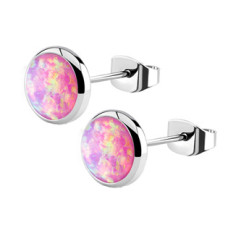 Ocelové náušnice s opálem 8 mm
