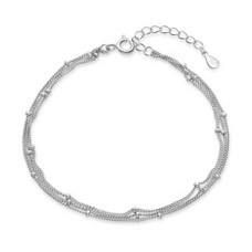 Trojitý stříbrný náramek s kuličkami