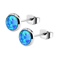 Ocelové náušnice, OPÁL 6 mm