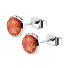 Ocelové náušnice, OPÁL 6 mm