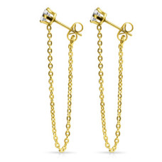 Ocelové náušnice řetízkové zlacené