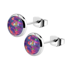 Ocelové náušnice s opálem 8 mm