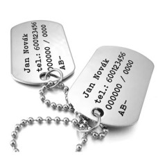 Personalizované vojenské známky - dog tag + kuličkový řetízek