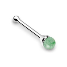 Stříbrný piercing do nosu - nefrit