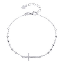 Dámský stříbrný náramek křížek