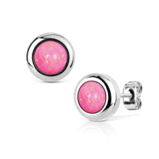 Ocelové náušnice s opály 6 mm