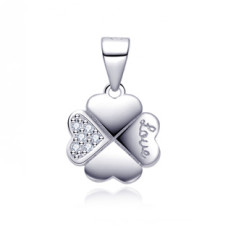 Stříbrný přívěšek čtyřlístek se zirkony