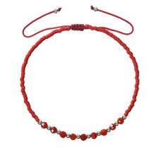 Textilní Miyuki náramek červený achát