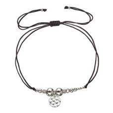 Textilní náramek černý stříbrné kuličky