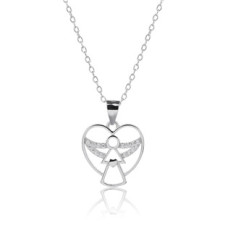 Střibrný náhrdelník srdce s andílkem