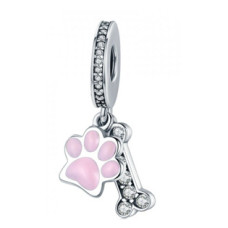 Stříbrný přívěšek korálek tlapka a kostička