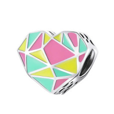 Stříbrný přívěšek korálek na náramek srdíčko