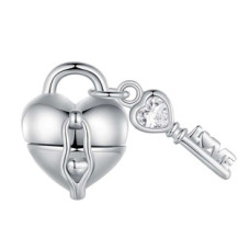 Stříbrný přívěšek korálek zámek a klíč