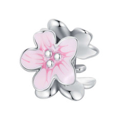 Stříbrný přívěšek korálek na náramek s kytičkami