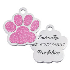 Ocelová psí známka - tlapka