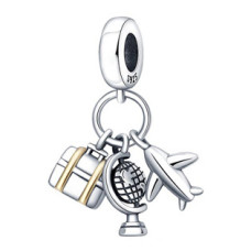 Stříbrný přívěsek korálek na náramek cestování