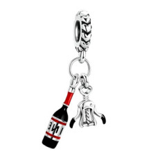 Stříbrný přívěsek korálek na náramek lahev vína