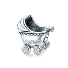 Stříbrný přívěsek korálek na náramek kočárek