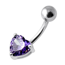 Stříbrný piercing do pupíku - srdíčko