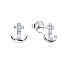 Stříbrné náušnice kotvičky se zirkony