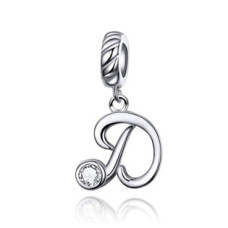 Stříbrný přívěšek korálek na náramek - písmeno D