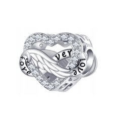 Stříbrný přívěsek korálek srdce s nekonečnem