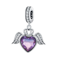 Stříbrný přívěšek korálek okřídlené srdce