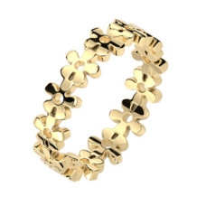 Zlacený ocelový prsten s kytičkami, vel. 54