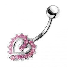 Stříbrný piercing do pupíku srdíčko