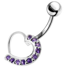 Stříbrný piercing do pupíku - srdce
