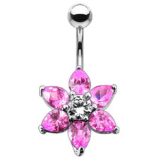 Stříbrný piercing do pupíku - kytička