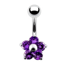 Stříbrný piercing do pupíku - kytička