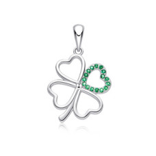 Stříbrný přívěšek čtyřlístek se zirkony