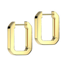 Zlacené ocelové náušnice kruhy hranaté