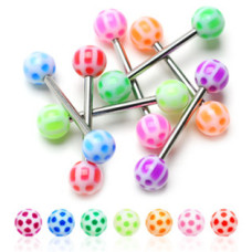 Piercing do jazyka, bílá/modrá barva