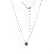 Ocelový náhrdelník s tmavě zeleným zirkonem