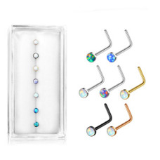 Sada 7mi piercingů do nosu s opálem