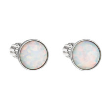 Stříbrné šroubovací náušnice s opály, White