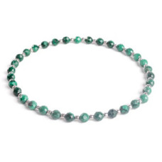 Minerální náramek přírodní Malachit a stříbro AG925