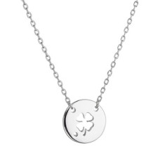 Stříbrný náhrdelník lesklý se čtyřlístkem