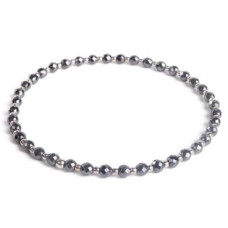 Minerální náramek přírodní Hematit a stříbro AG925