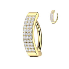 Zlacený piercing do pupíku se štítem se zirkony