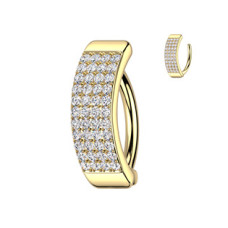 Zlacený piercing do pupíku se štítem se zirkony