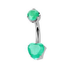 Piercing do pupíku srdíčko - TITAN, Zelený Onyx