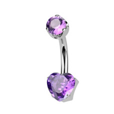 Piercing do pupíku srdíčko - TITAN, Amethyst