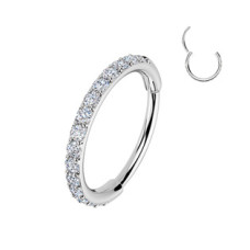 Ocelový piercing - segment kruh se zirkony