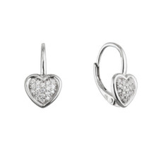 Stříbrné visací náušnice srdíčka