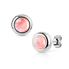 Ocelové náušnice Watermelone Quartz 6mm