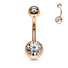 Zlacený piercing do pupíku - banánek, čirá barva