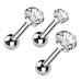 Cartilage piercing do ucha, čirý zirkon 3 mm